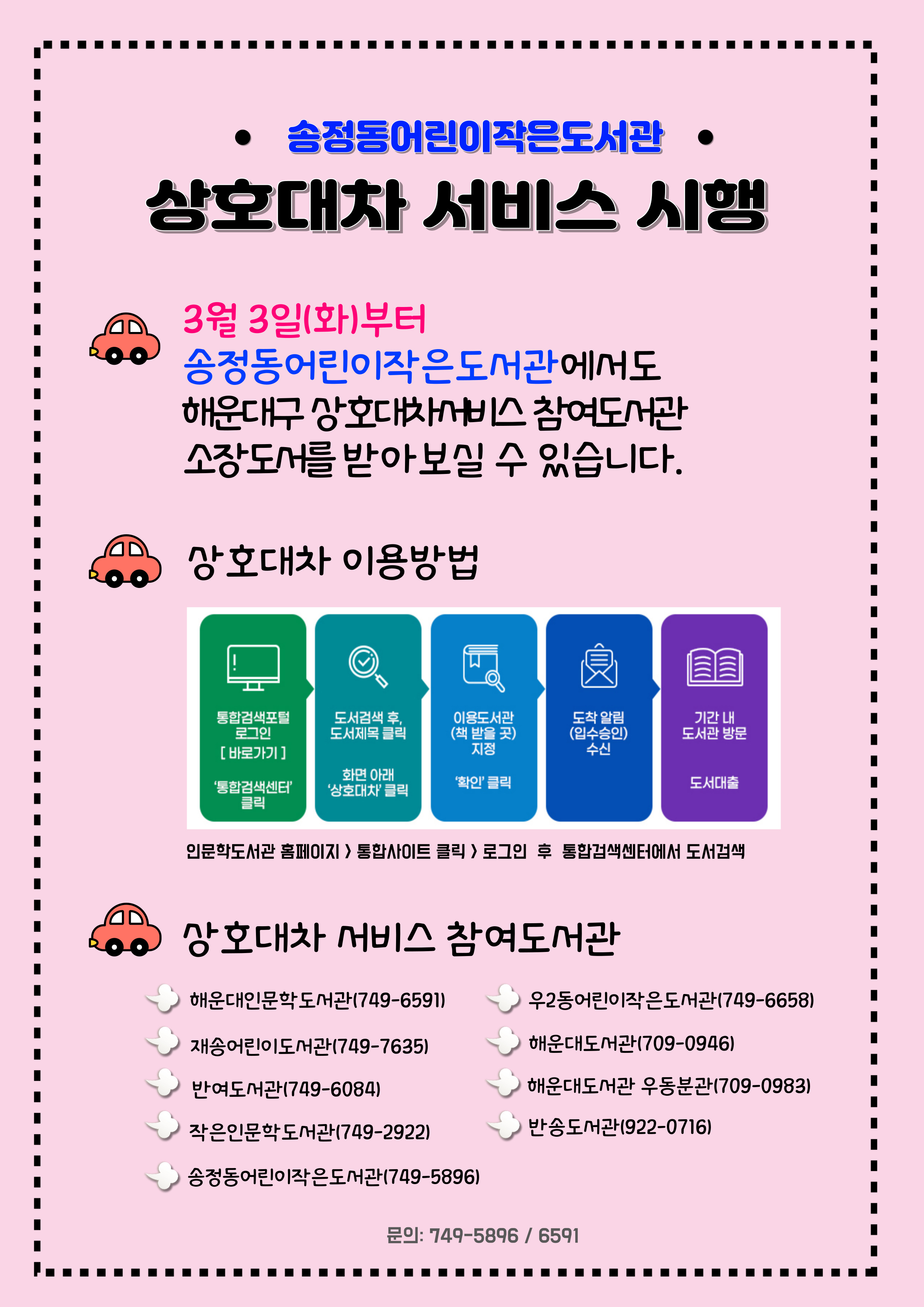 [송정동어린이작은도서관] 해운대구 상호대차서비스 확대 운영 안내