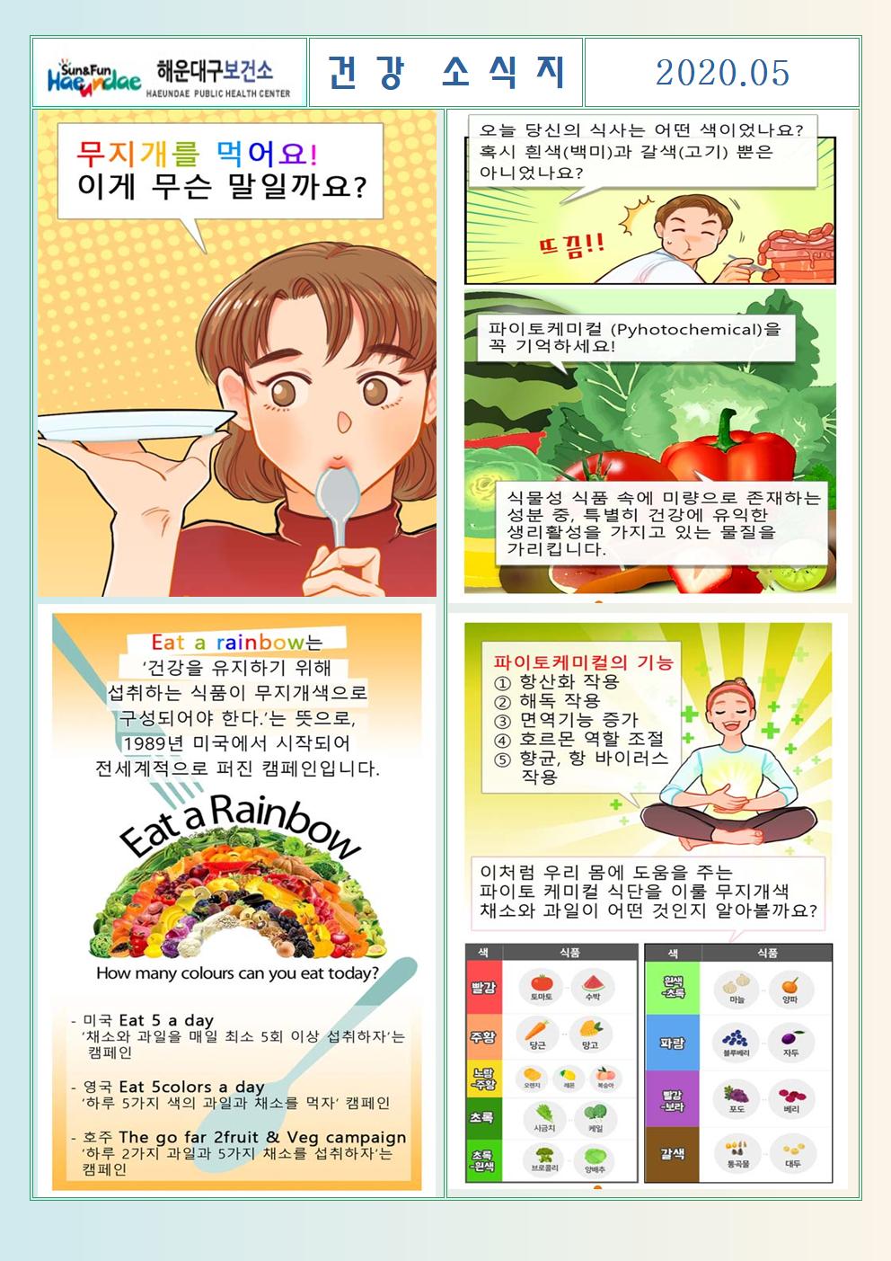 (영양) 2020년 05월 무료급식 식단표 및 영양정보지