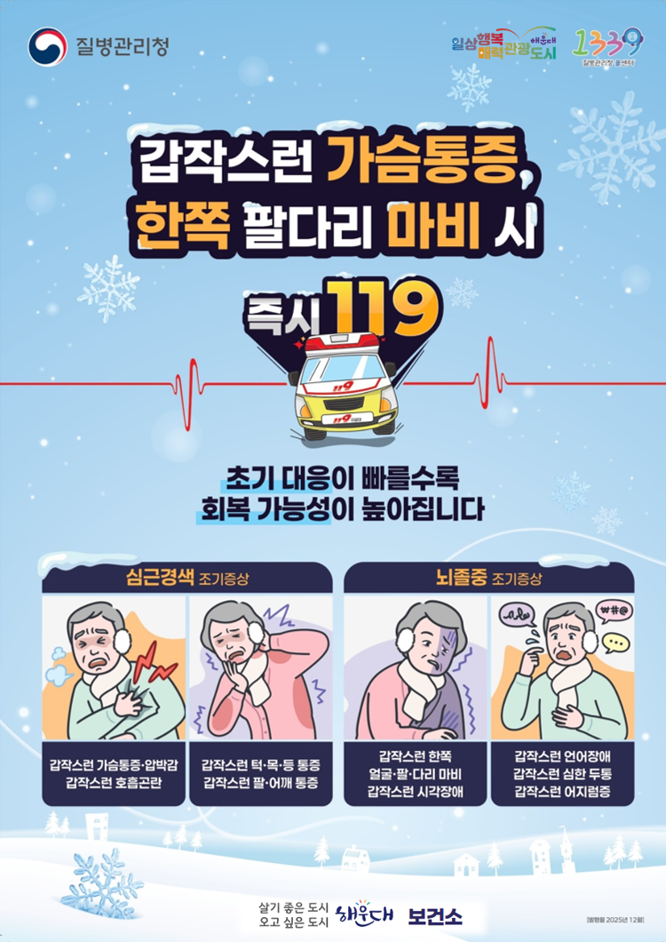 * 겨울철 심근경색 및 뇌졸중 조기증상 인지 홍보 *