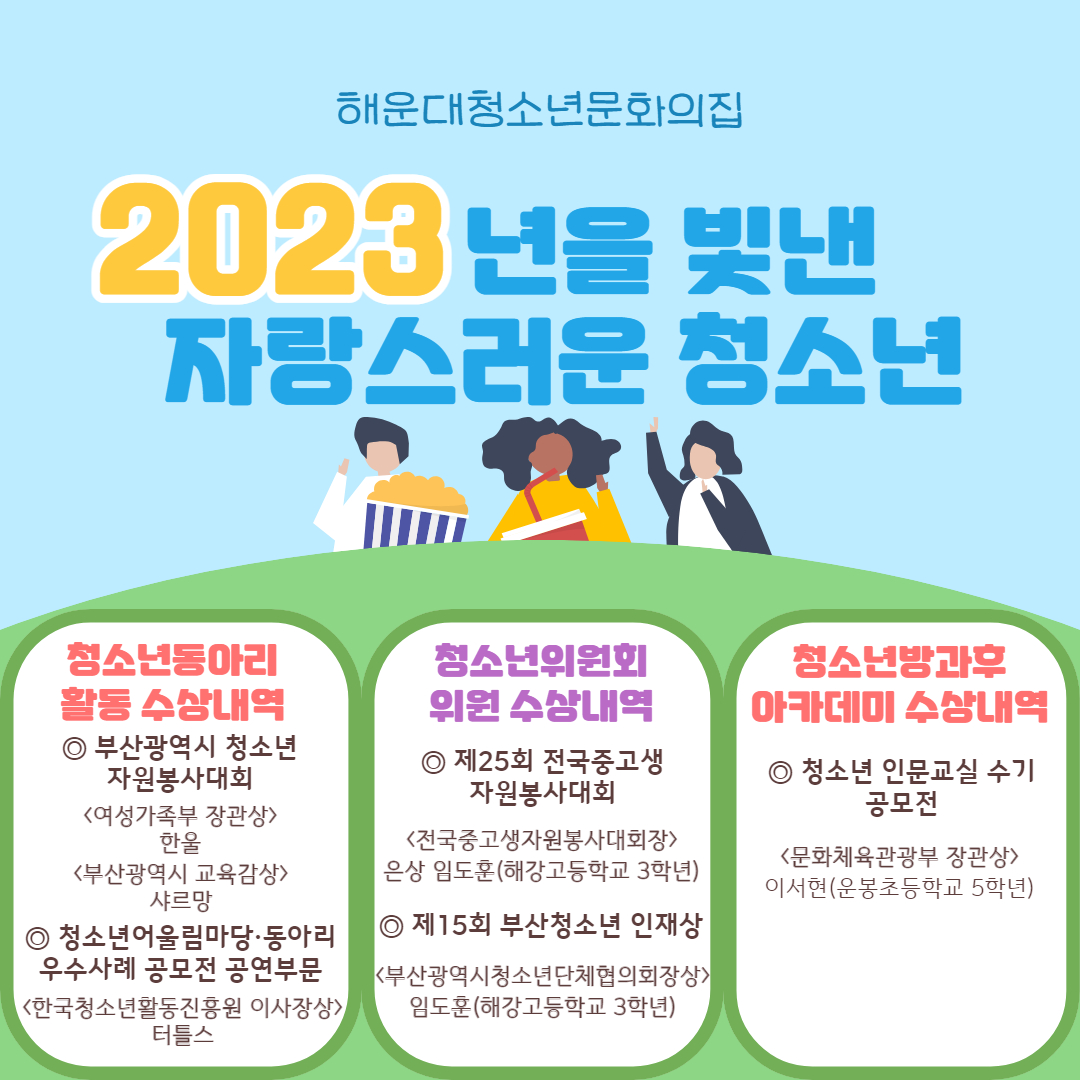 2023년 해운대청소년문화의집 수상 내역 