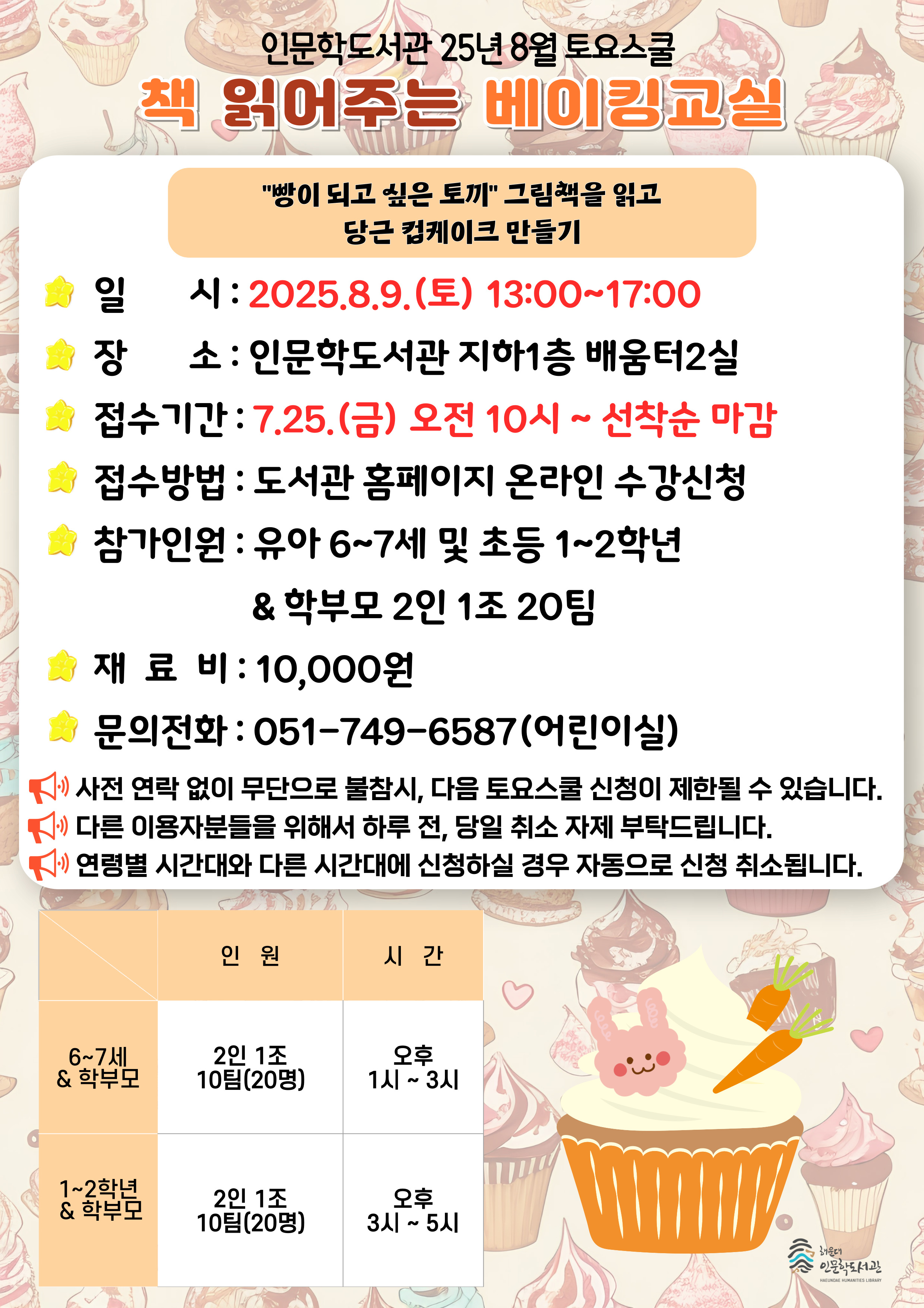 [인문학] 25년 8월 토요스쿨-책 읽어주는 베이킹교실(유아6~7세)의 파일이미지
