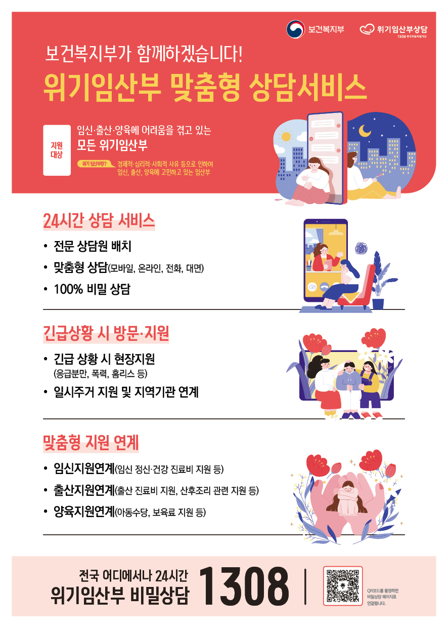 위기임산부 맞춤형 상담서비스(통합전화 ☎1308)