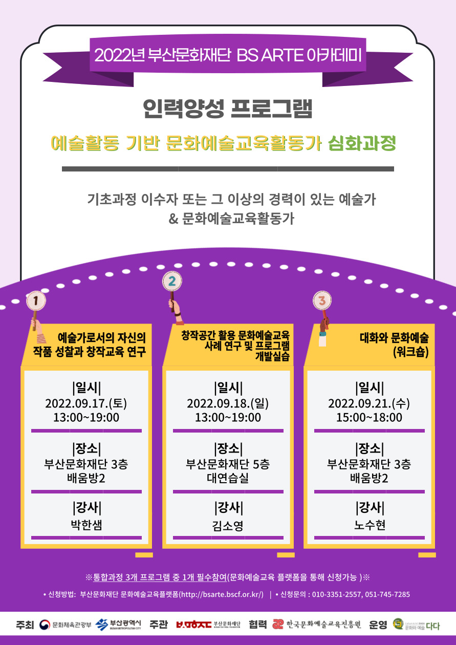 2022년 부산문화재단 인력양성 프로그램 기초/심화과정 신청