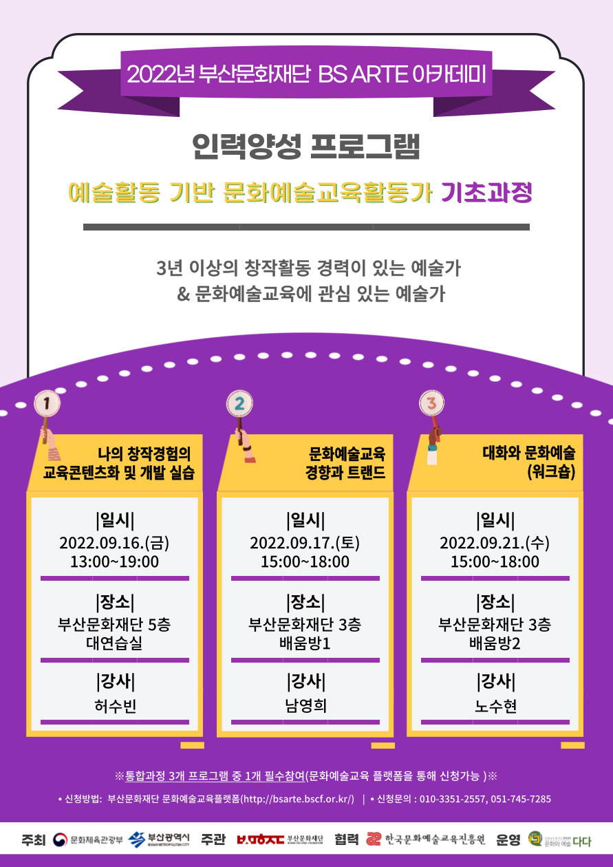 2022년 부산문화재단 인력양성 프로그램 기초/심화과정 신청