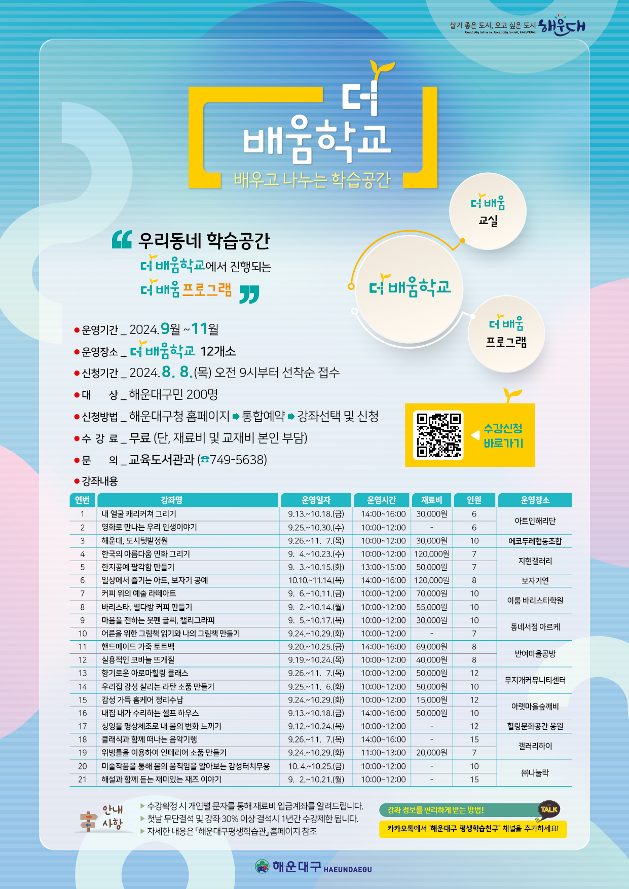 2024. 더배움학교 프로그램 수강접수 안내