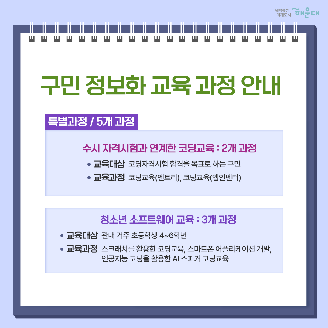  해운대구 2022년도 정보화 교육 추진 계획 정보화 역량 강화 및 정보취약계층 정보격차 해소! 5번째 이미지