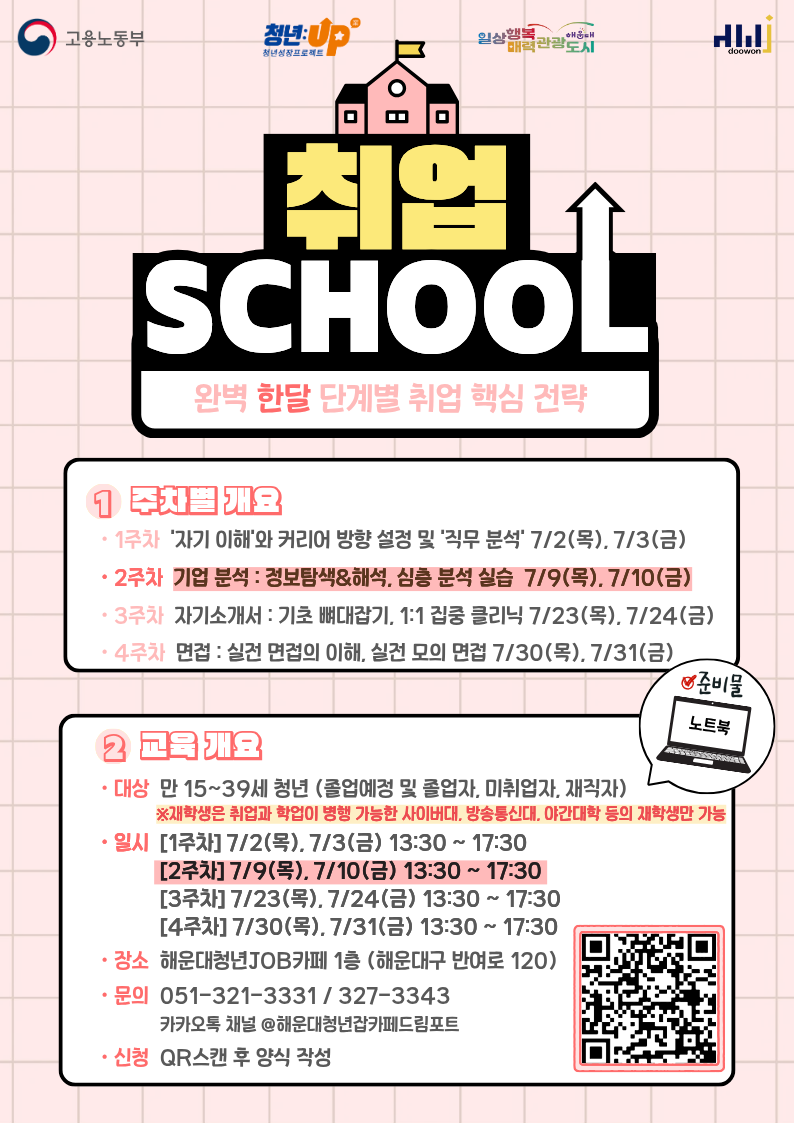 [청년JOB카페]취업스쿨 2주차 안내